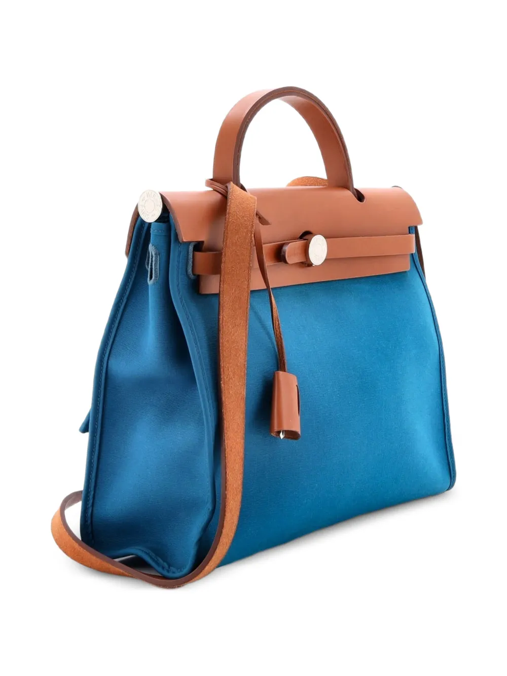 Hermès Pre-Owned Herbag Zip Leather and Toile 31 shoulder bag - Blau