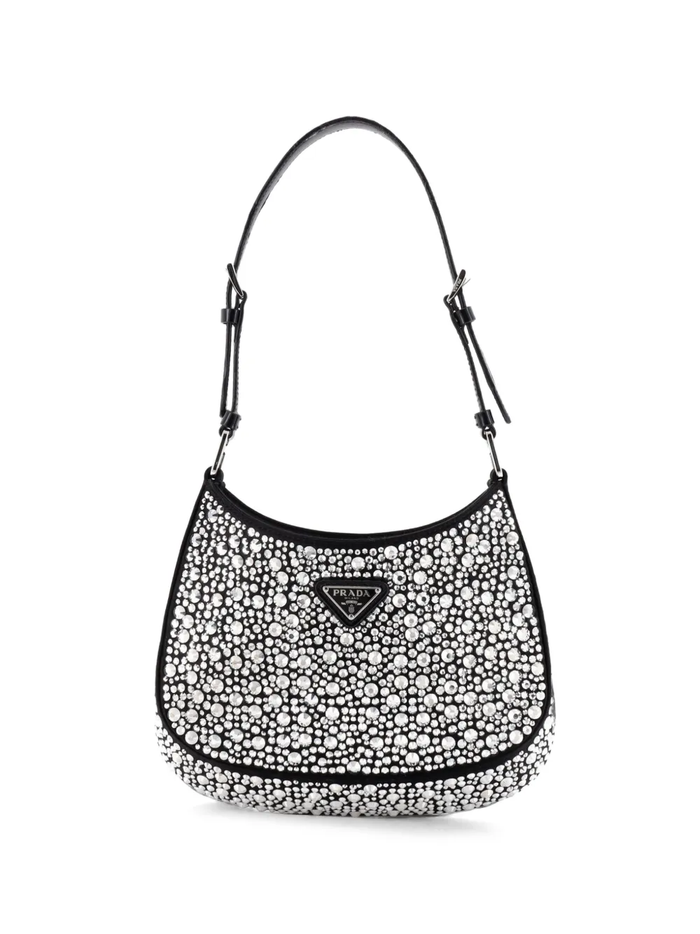 Prada Pre-Owned Cleo Shoulder Bag Crystal Embellished Satin Small crossbody bag - Nero