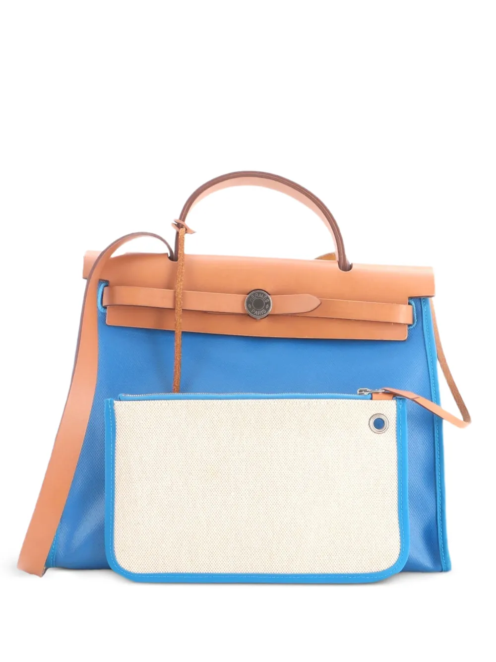 Hermès Pre-Owned Herbag Zip Berline Vache Canvas and Leather 31 shoulder bag - Blue