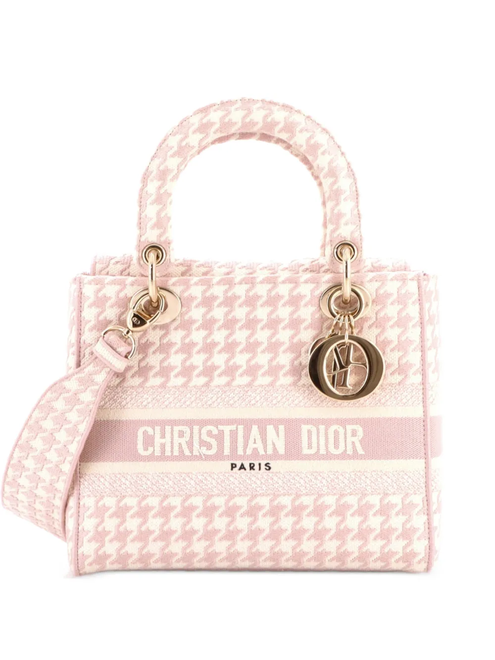 Christian Dior Pre-Owned Lady D-Lite Bag Houndstooth Canvas Medium shoulder bag - Pink