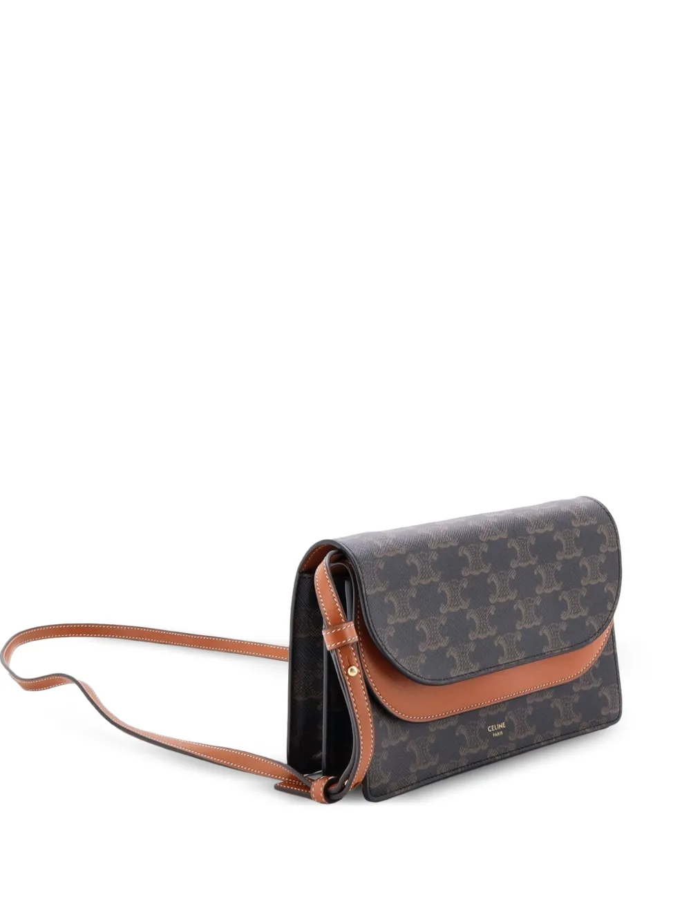 Celine Pre-Owned Wallet on Strap Triomphe Coated Canvas crossbody bag - Brown