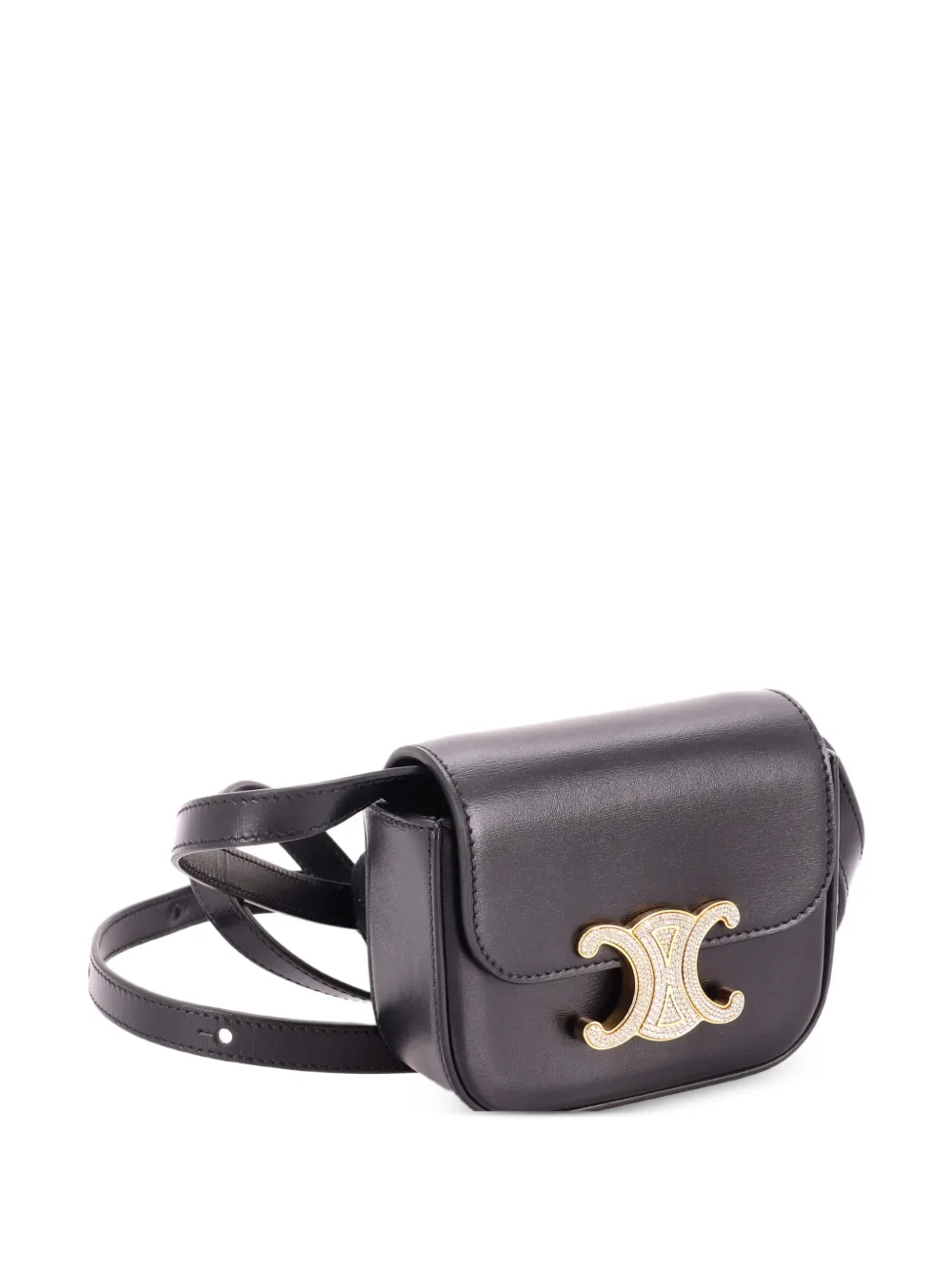 Celine Pre-Owned Claude Leather with Crystal Detail Mini shoulder bag - Schwarz