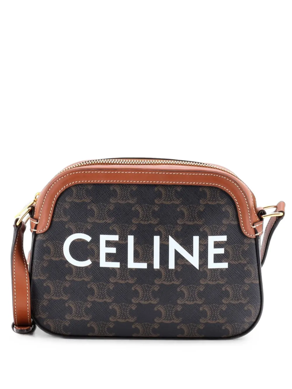 Celine Pre-Owned petite sacoche à bandoulière en toile enduite Triomphe à logo - Marron Celine Pre-Owned petite sacoche à bandoulière en toile enduite Triomphe à logo - Marron
