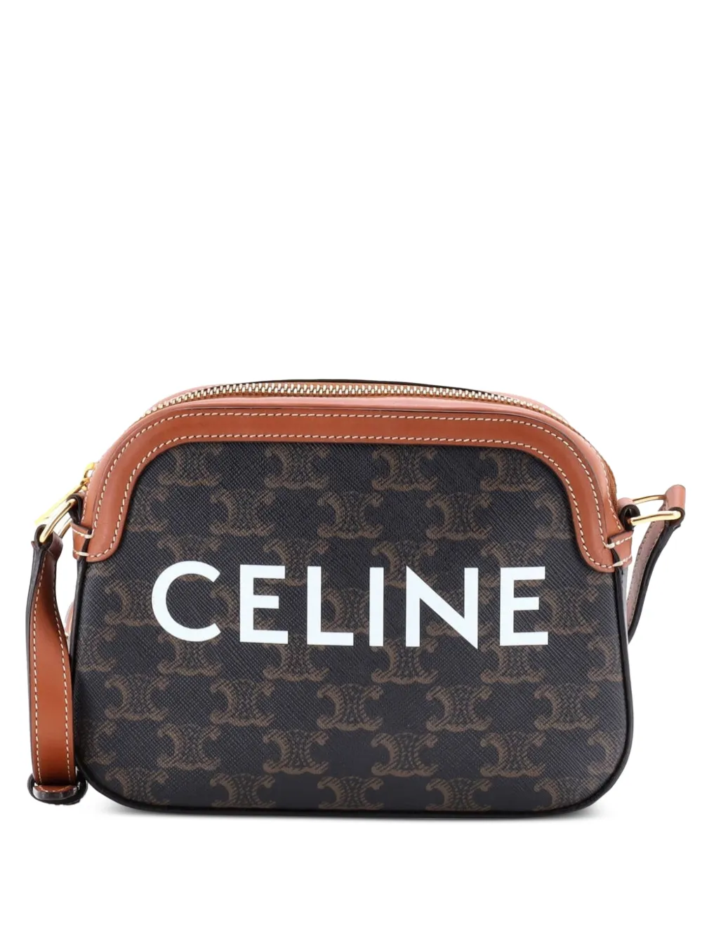 Celine Pre-Owned Logo Camera Bag Triomphe Coated Canvas Small crossbody bag - Braun