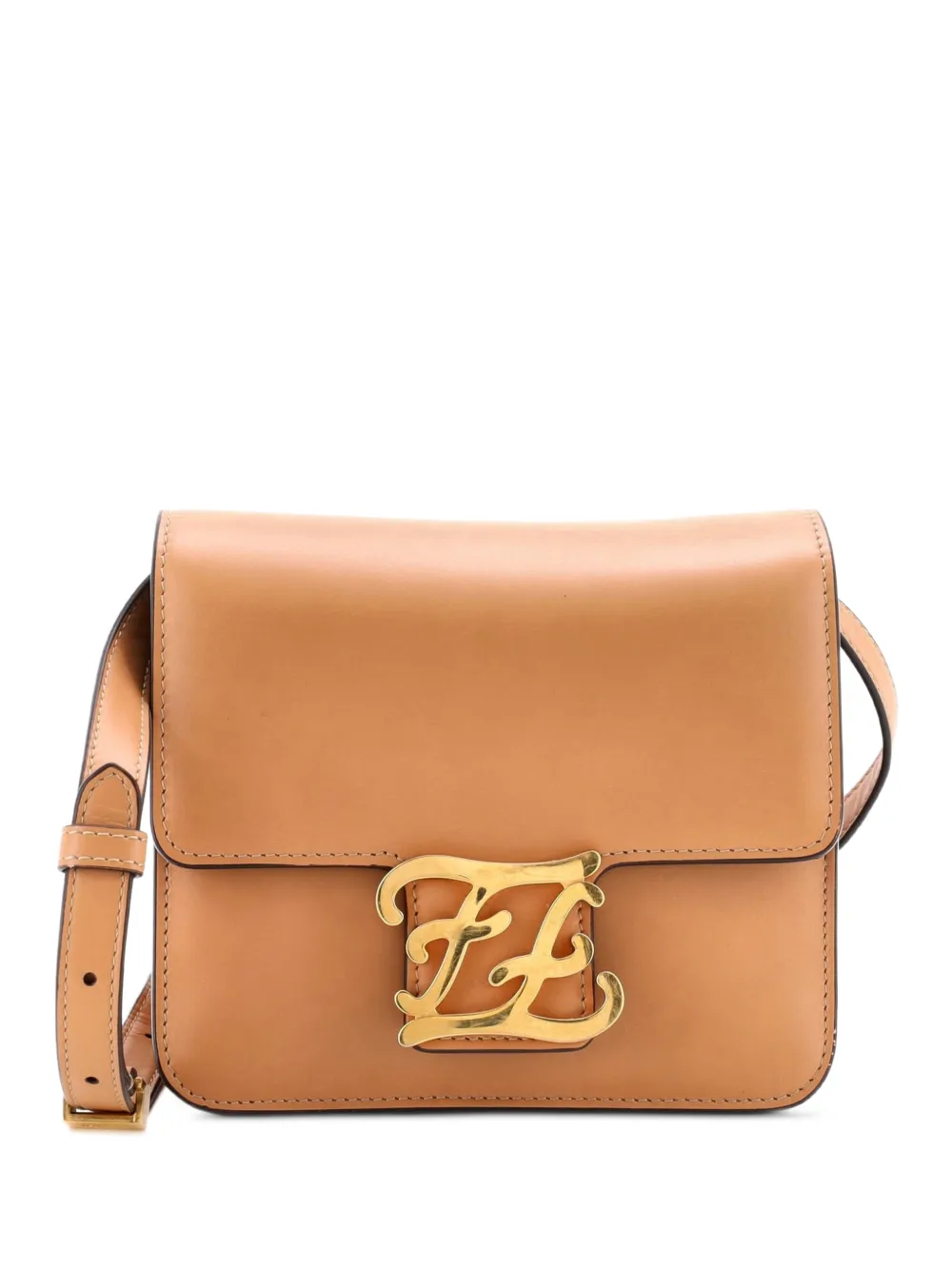 Fendi Pre-Owned Karligraphy Leather crossbody bag - Brown