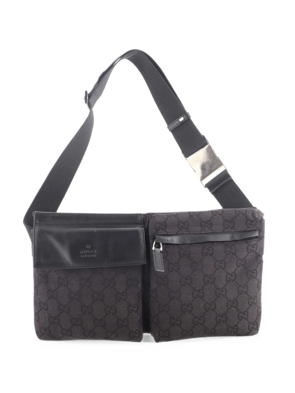 Gucci Pre-Owned sac banane Vintage Double GG en toile et cuir - Noir