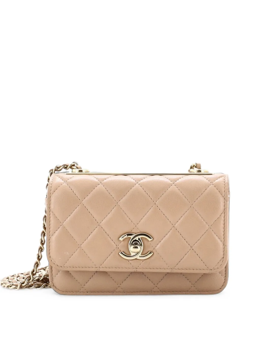 CHANEL Pre-Owned Trendy CC Wallet on Chain Quilted Lambskin Mini crossbody bag - Toni neutri