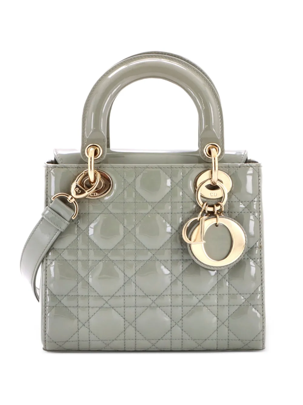 Christian Dior Pre-Owned Lady Dior Bag Cannage Quilt Patent Small satchel - Grau