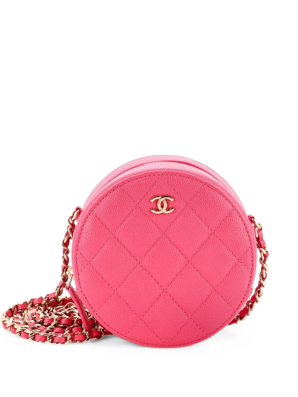 CHANEL Pre-Owned Borsa a tracolla mini in pelle Caviar trapuntata con catena - Rosa