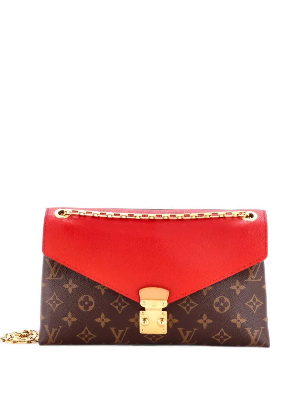 Louis Vuitton Pre-Owned Pallas Chain Monogram Canvas and Calfskin shoulder bag - Red