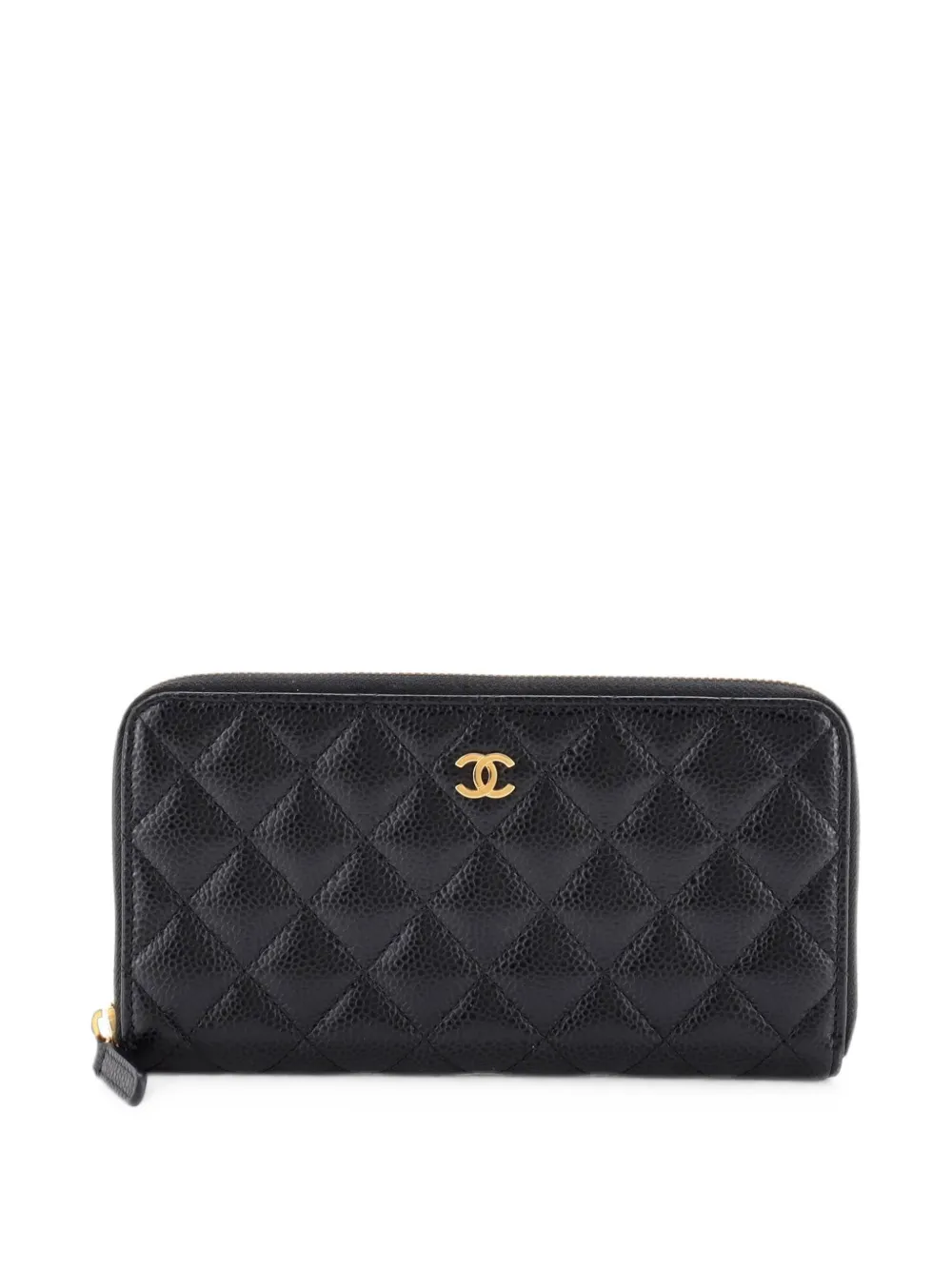 CHANEL Pre-Owned Zip Around Wallet Quilted Caviar Long small wallets - Nero