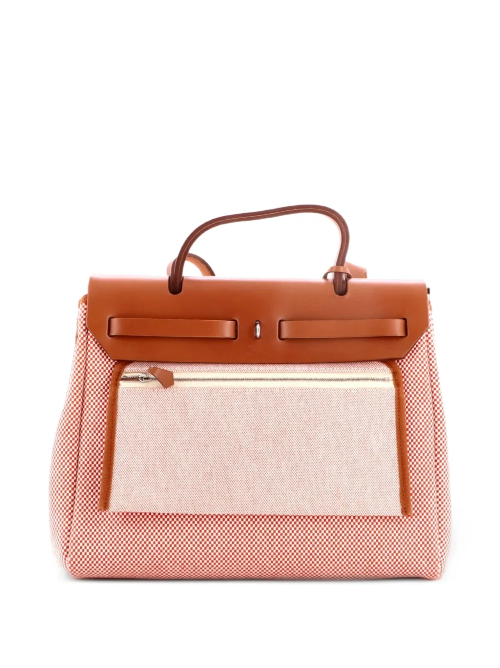 Hermès Pre-Owned Herbag Zip Criss Viking Toile and Leather 31 shoulder bag - Orange