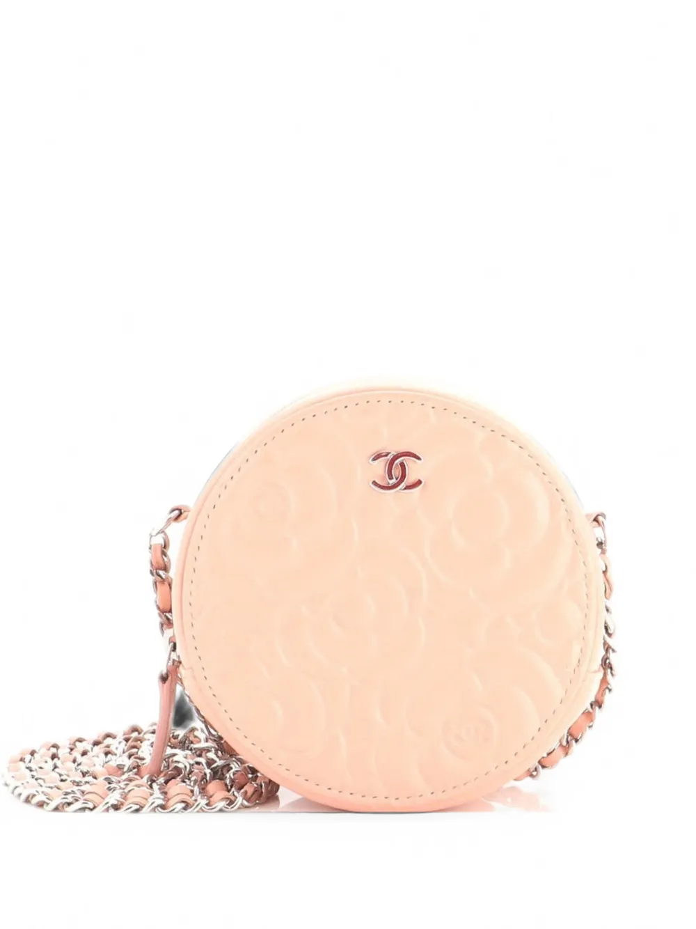 CHANEL Pre-Owned Round Clutch with Chain Camellia Goatskin Mini crossbody bag - Rosa