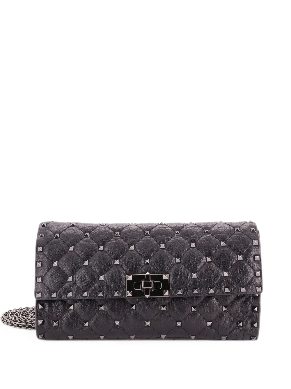 Valentino Garavani Pre-Owned Rockstud Spike Wallet on Chain Quilted Leather Small crossbody bag - Schwarz