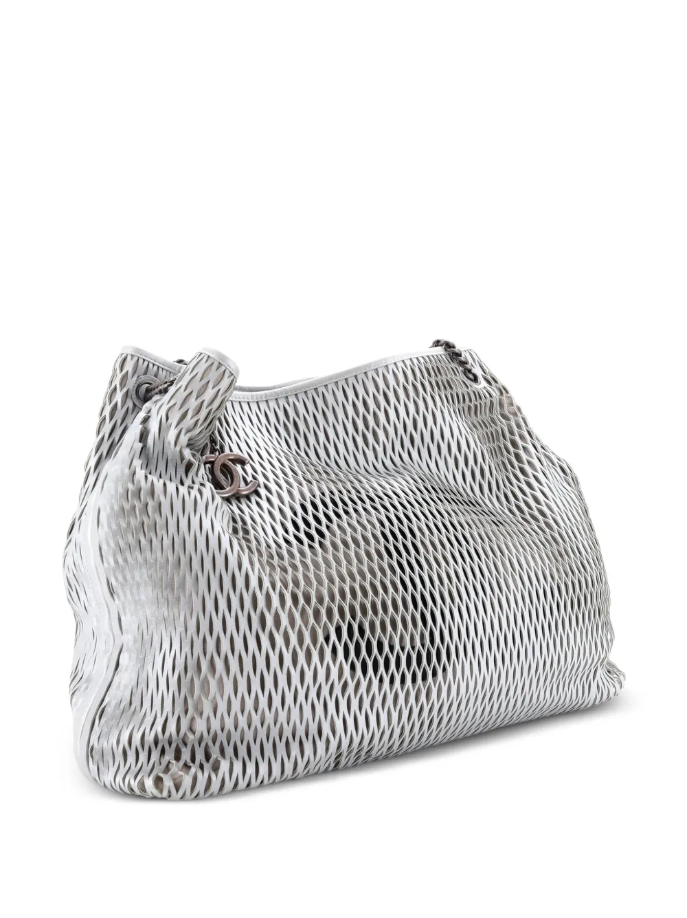 CHANEL Pre-Owned CC Logo Charm Perforated Leather Large tote bag - Silver