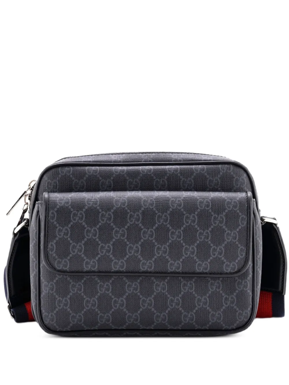 Gucci Pre-Owned Web Strap Front Pocket Messenger GG Coated Canvas Small crossbody bag - Black