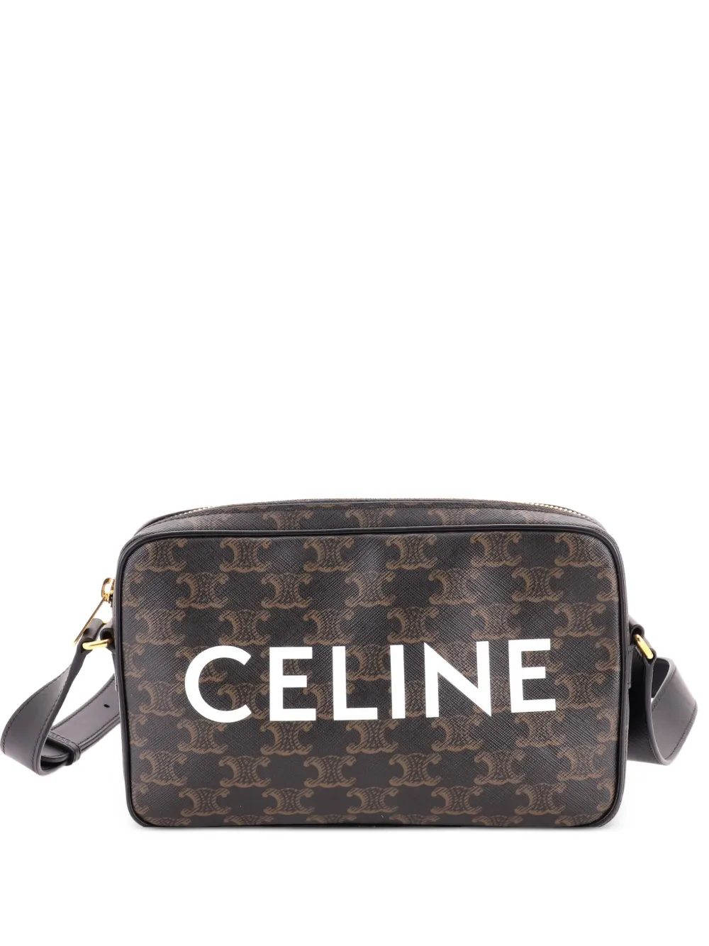 Celine Pre-Owned Logo Messenger Bag Triomphe Coated Canvas Medium crossbody bag - Braun