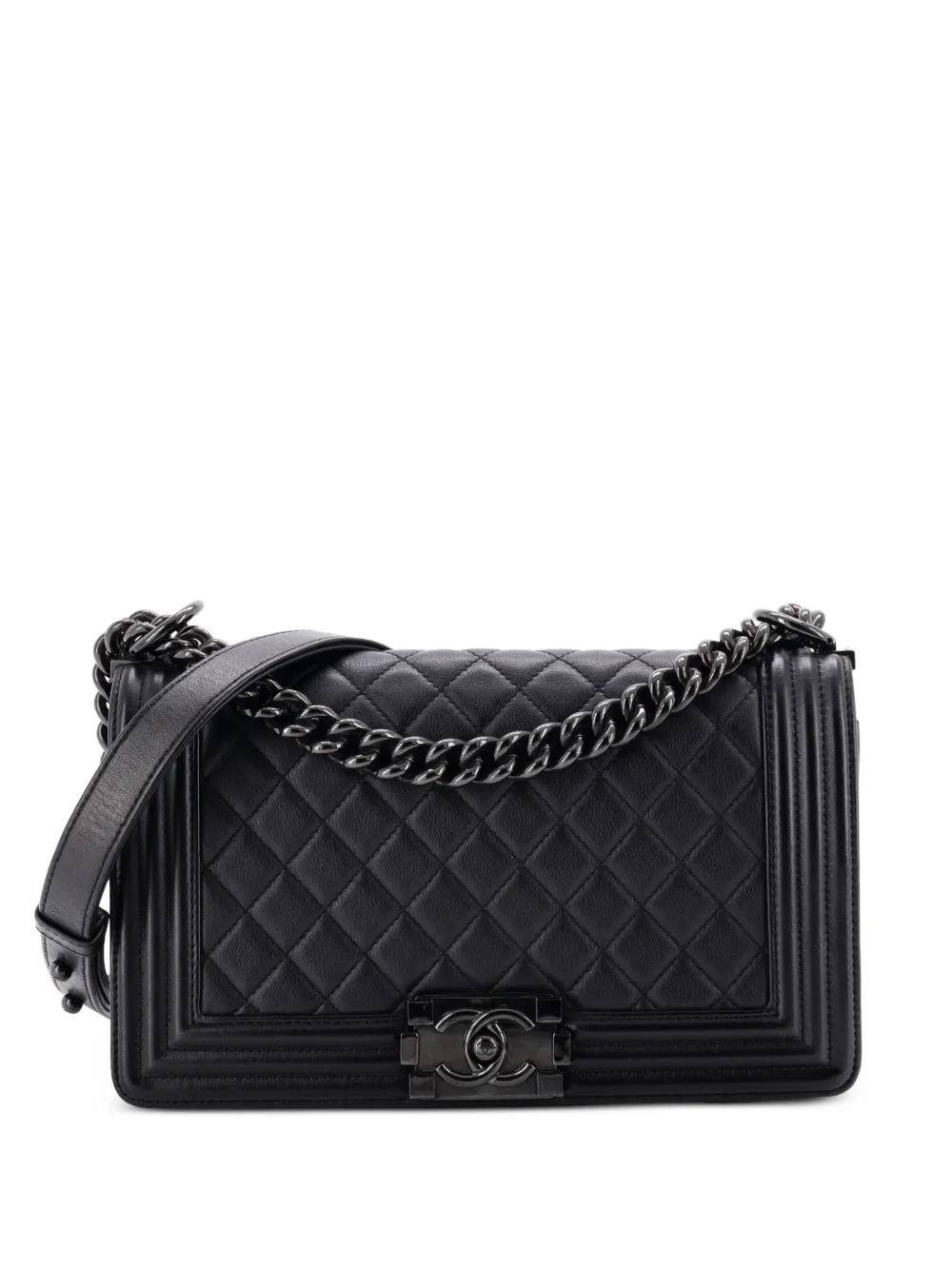 CHANEL Pre-Owned So Black Boy Flap Bag Quilted Lambskin Old Medium shoulder bag - Schwarz
