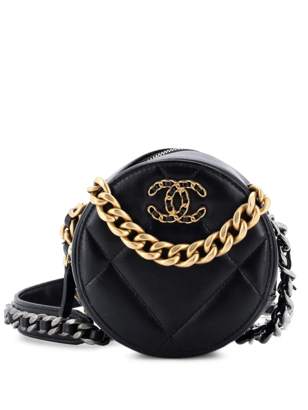CHANEL Pre-Owned 19 Round with Chain Quilted Leather clutch bag - Schwarz