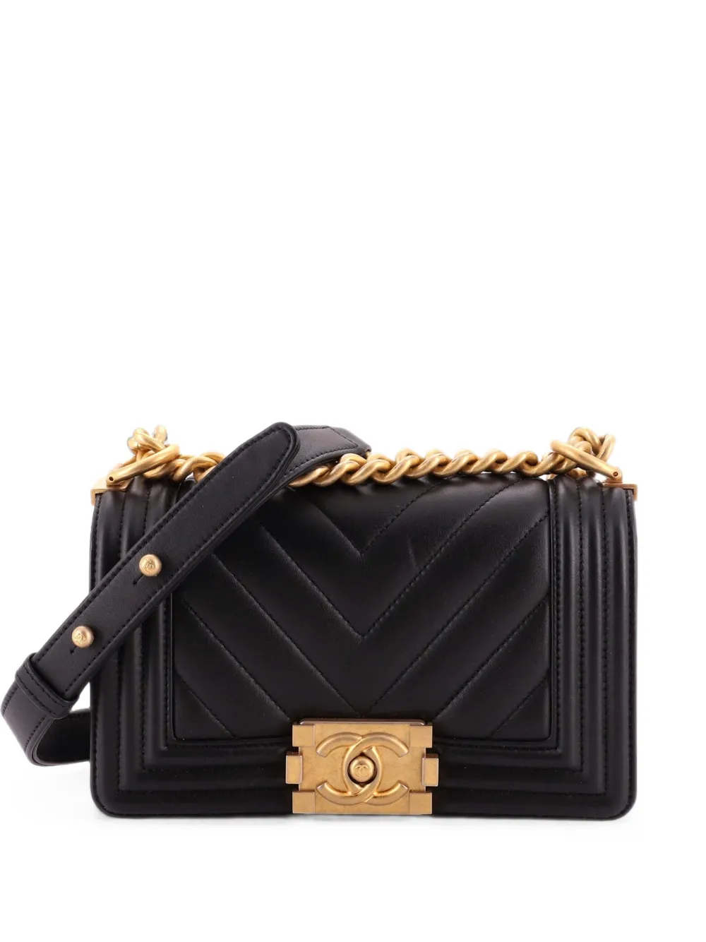 CHANEL Pre-Owned Boy Flap Bag Chevron Calfskin Small crossbody bag - Nero