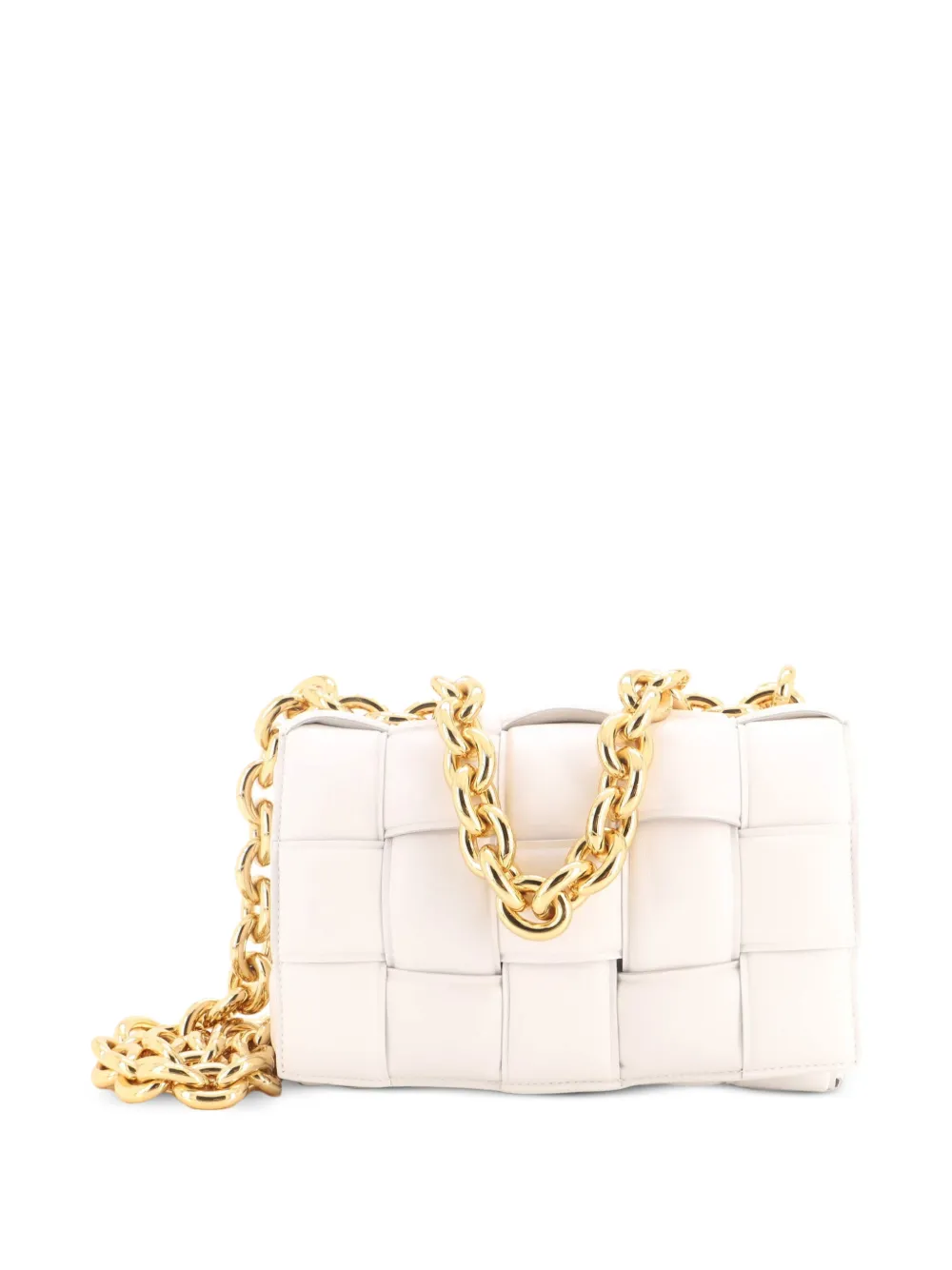 Bottega Veneta Pre-Owned Cassette Chain Padded Maxi Intrecciato Leather crossbody bag - Weiß