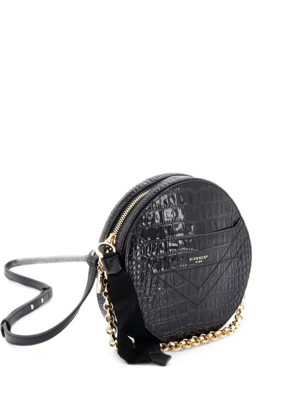 Givenchy Pre-Owned Eden Round Crocodile Embossed Leather crossbody bag - Schwarz