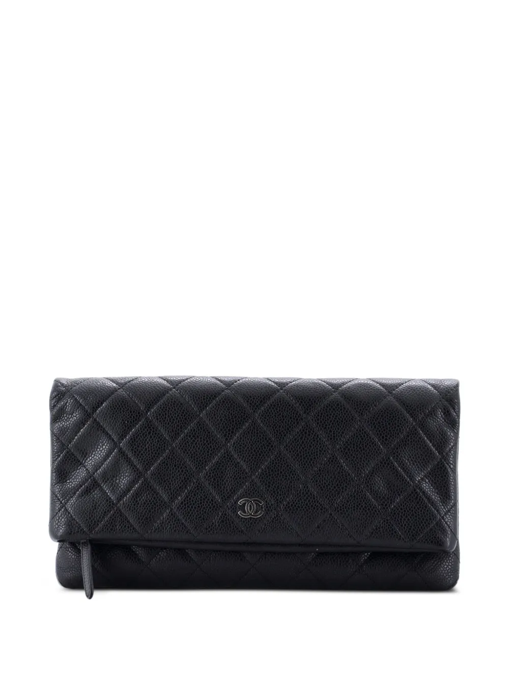 CHANEL Pre-Owned CC Foldover Quilted Caviar clutch bag - Schwarz