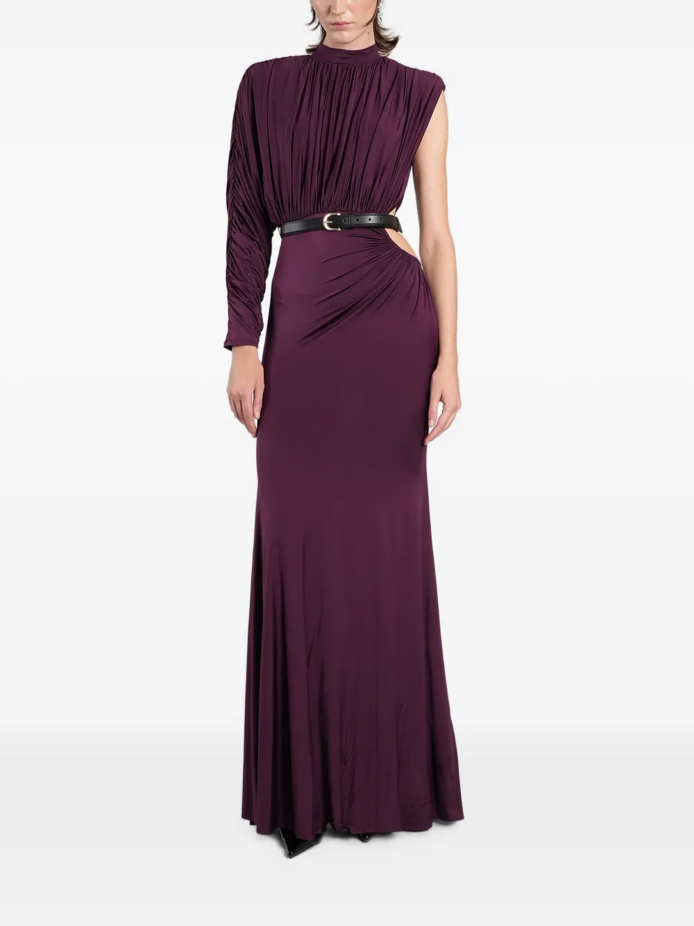 Self-Portrait purple jersey draped maxi dress Paars