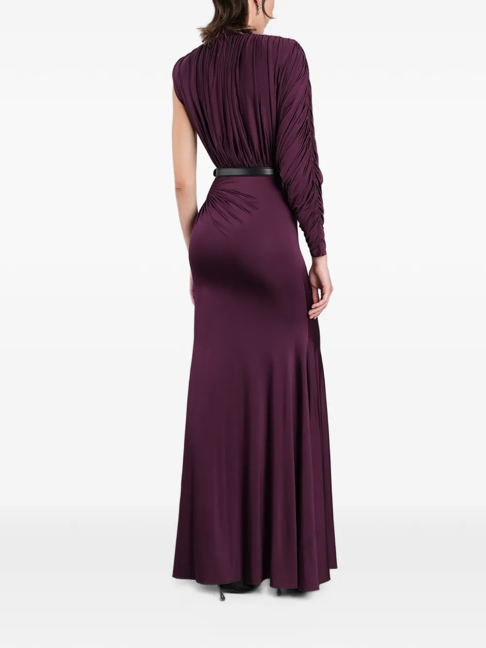 Self-Portrait purple jersey draped maxi dress Paars