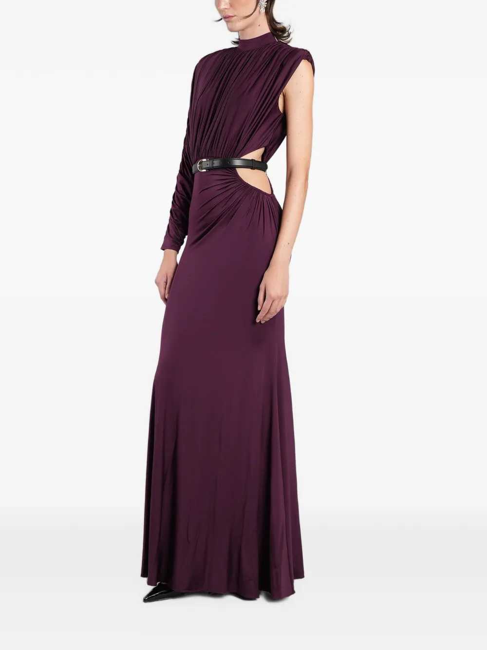 Self-Portrait purple jersey draped maxi dress Paars