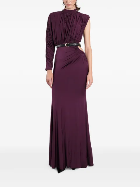 Self-Portrait purple jersey draped maxi dress