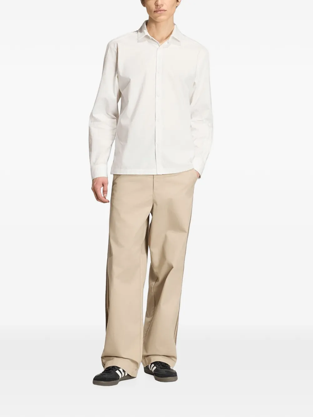 adidas Overhemd met knopen en drie strepen Beige
