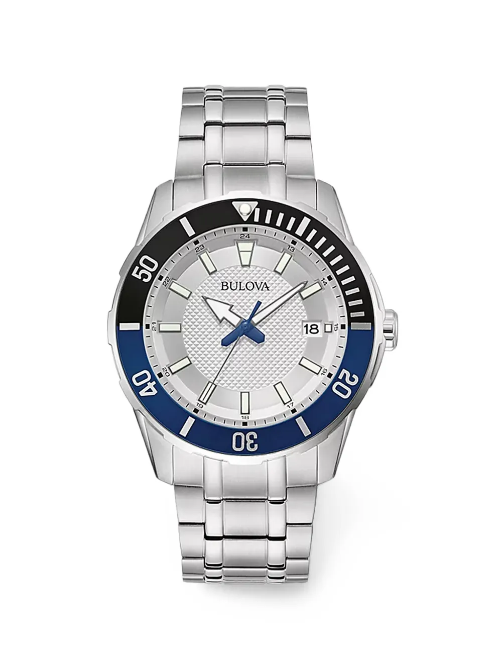Bulova date-window 42mm watch - Argento