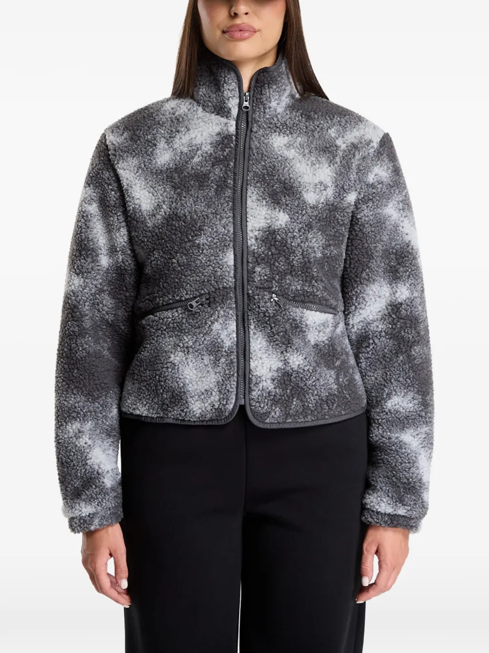 Urban Classics tie-dye fleece jacket Grijs