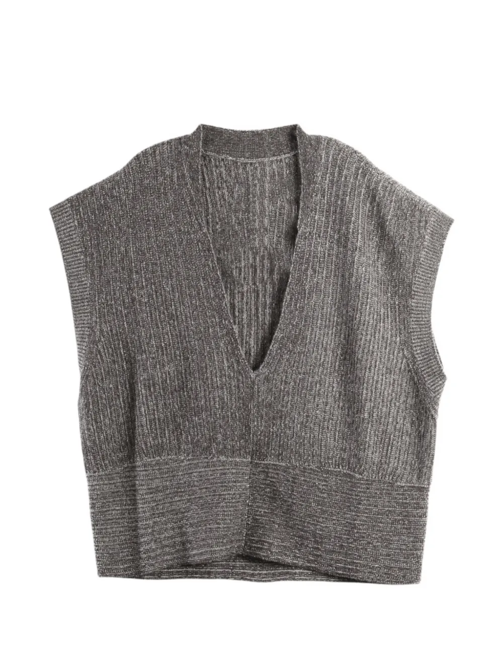 Ziggy Chen ribbed-knit V-neck sleeveless sweater - Grey