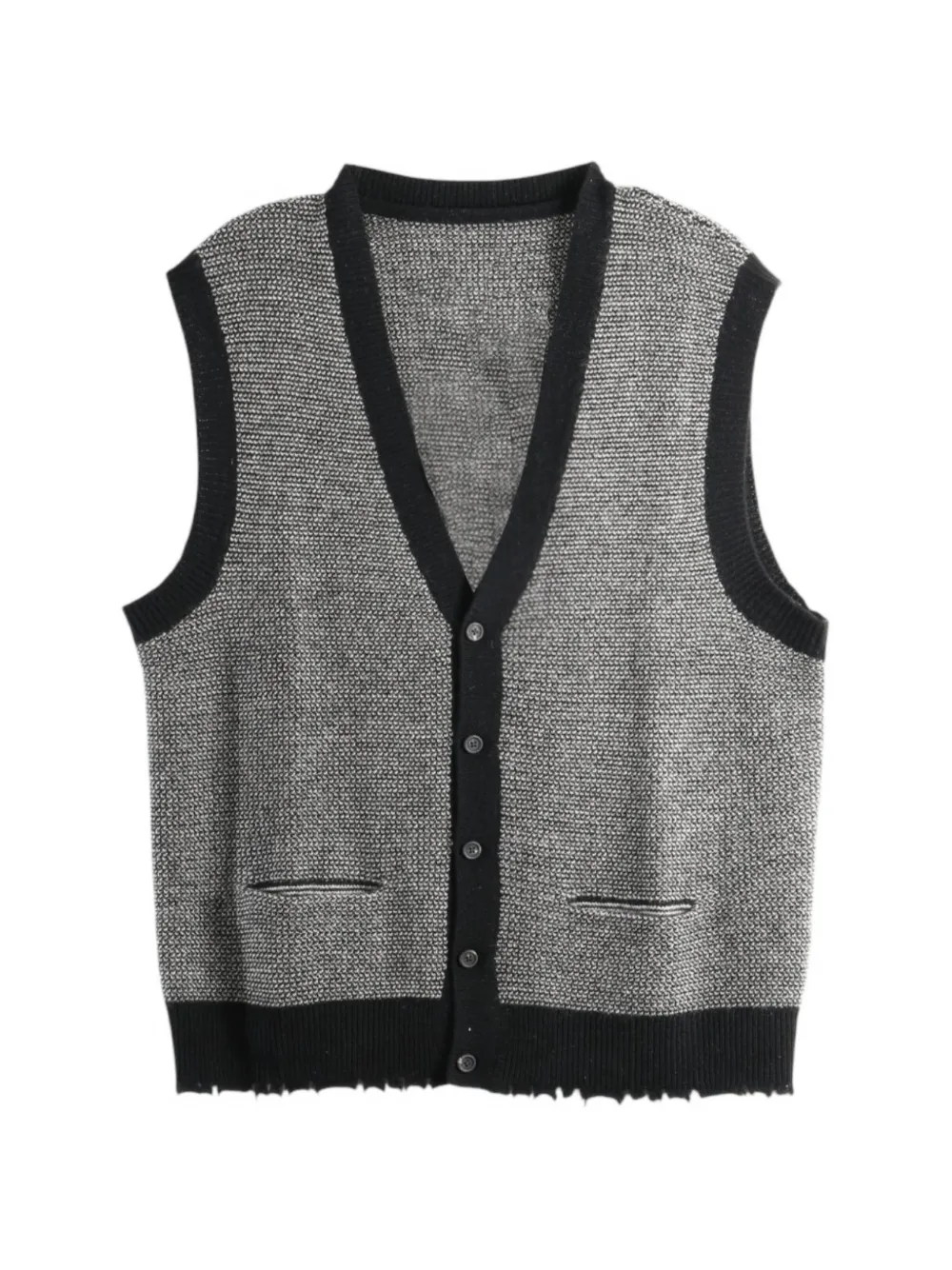 Ziggy Chen button-up knitted sleeveless cardigan - Grau