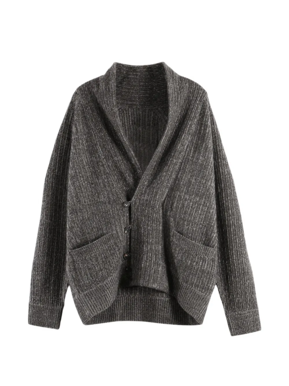 Ziggy Chen ribbed-knit shawl-collar cardigan - Grey