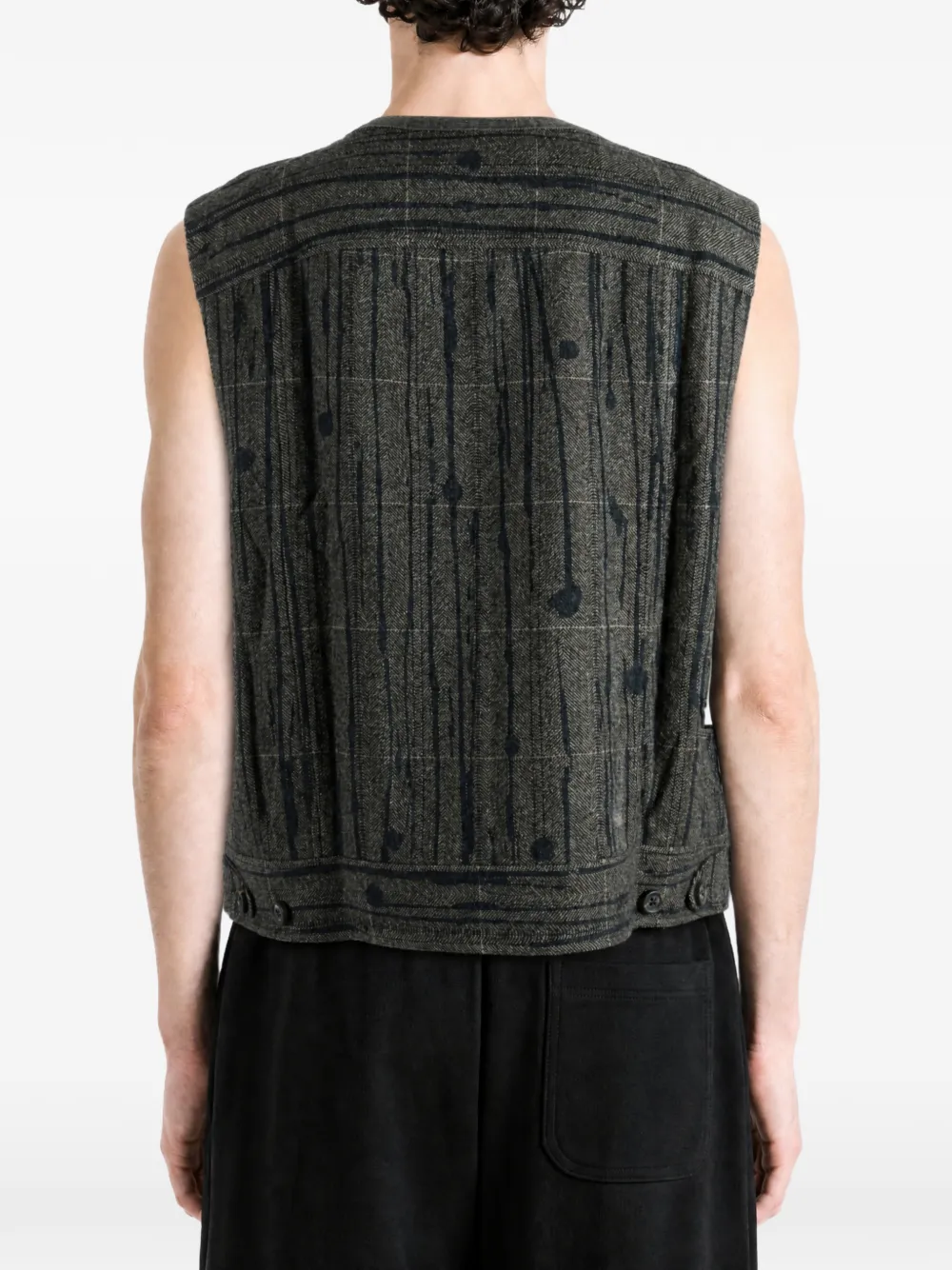 Ziggy Chen paint-splatter herringbone gilet Grijs