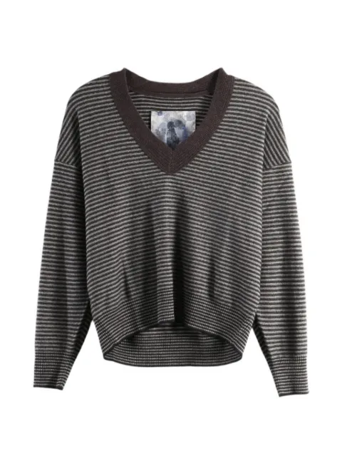 Ziggy Chen horizontal-stripe V-neck sweater