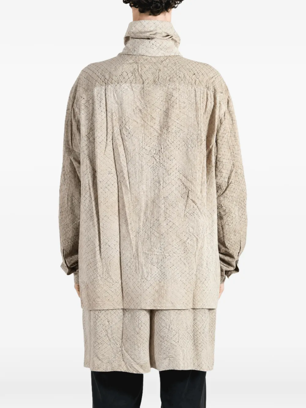 Ziggy Chen Gelaagde jas met rasterpatroon Beige