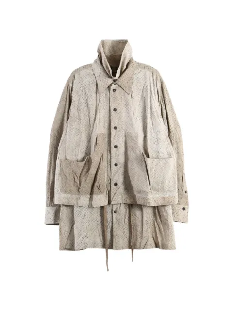 Ziggy Chen grid-pattern layered coat