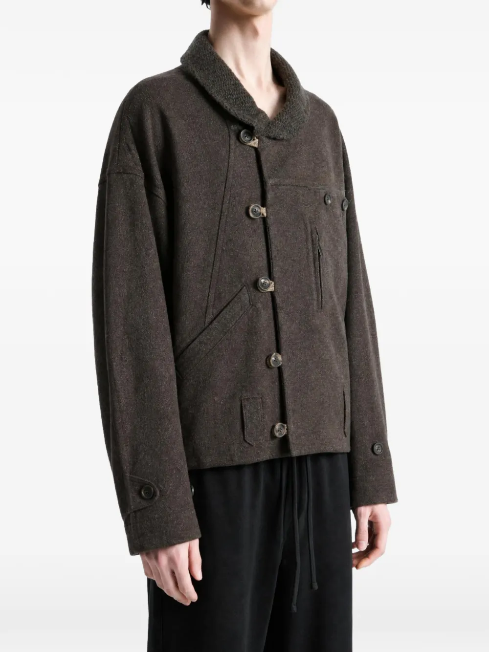Ziggy Chen asymmetric-front shawl-collar jacket Bruin