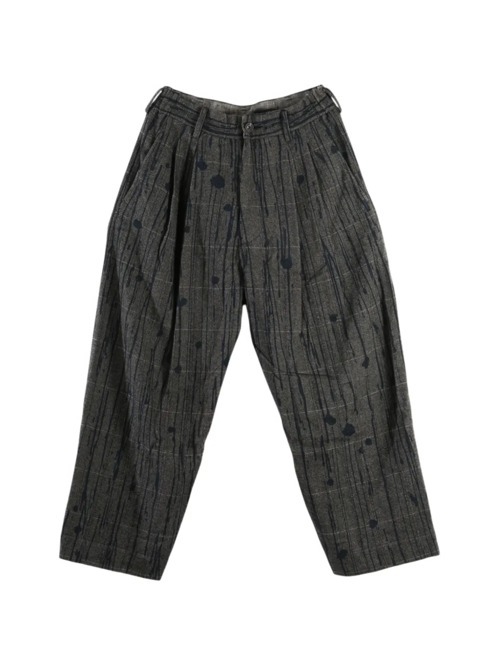 Ziggy Chen paint-splatter pleated trousers - Grau