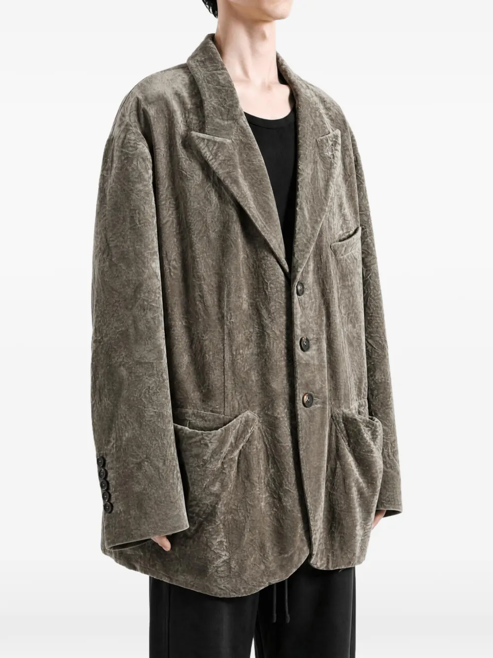 Ziggy Chen crushed-velvet blazer Grijs
