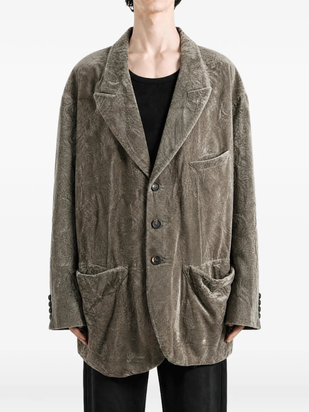 Ziggy Chen crushed-velvet blazer Grijs