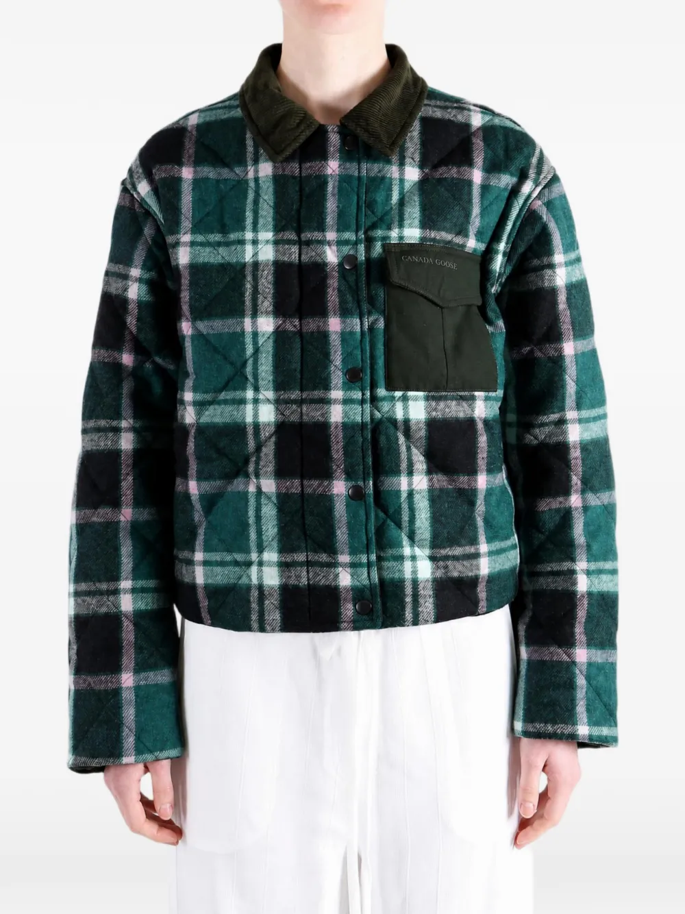 Canada Goose Terra quilted plaid-check jacket Groen