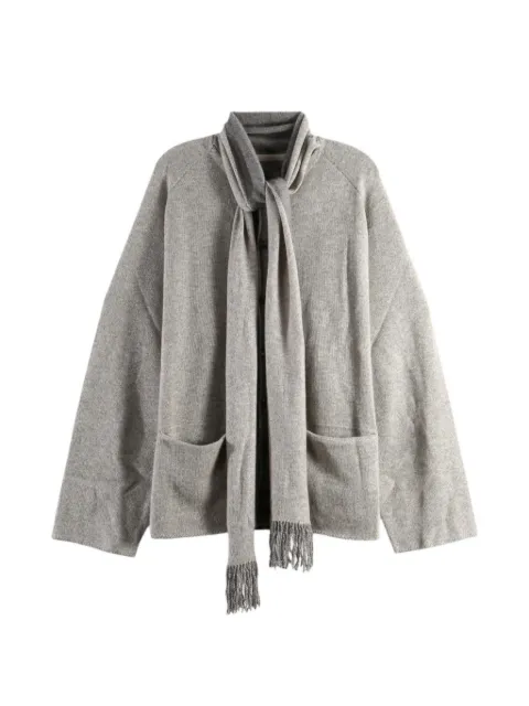 Ziggy Chen fringed-scarf wool cardigan