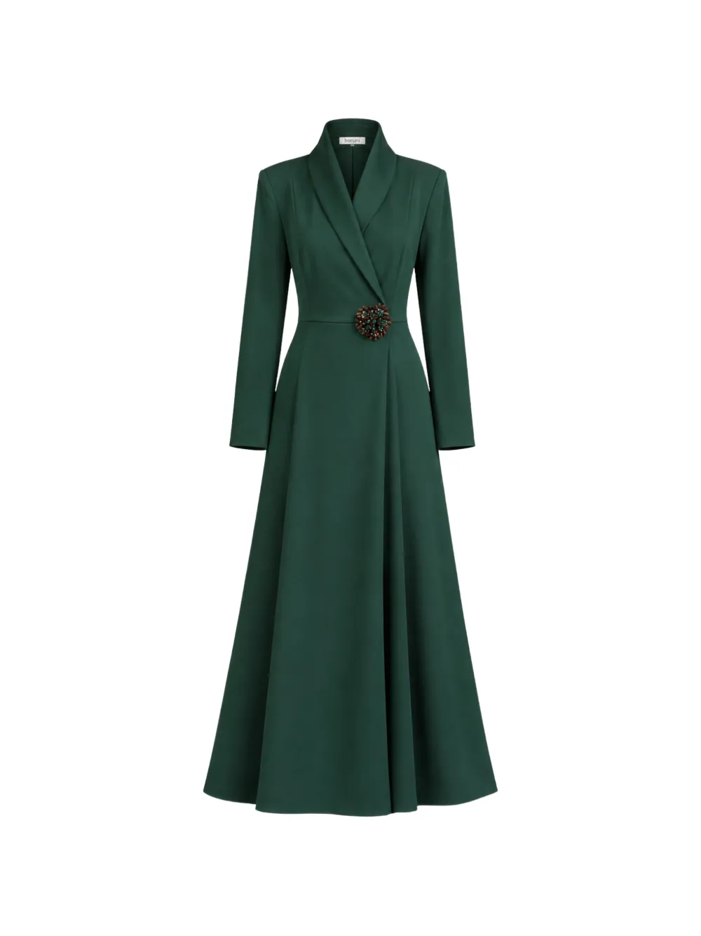 Baruni Rowan brooch-detail maxi dress - Vert Baruni Rowan brooch-detail maxi dress - Vert