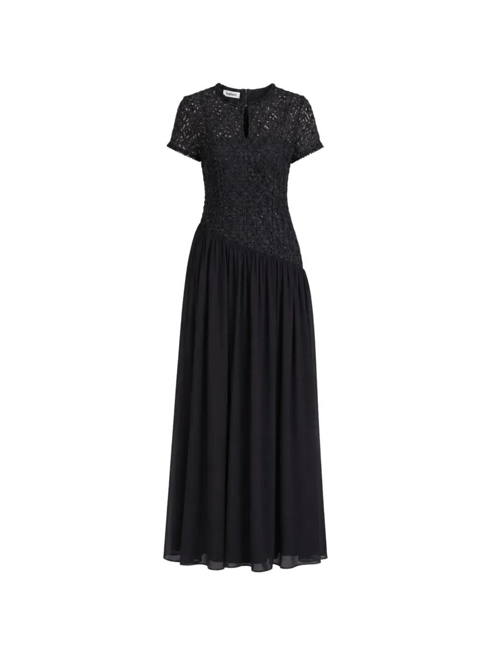 Baruni Zaina guipure lace-bodice pleated maxi dress