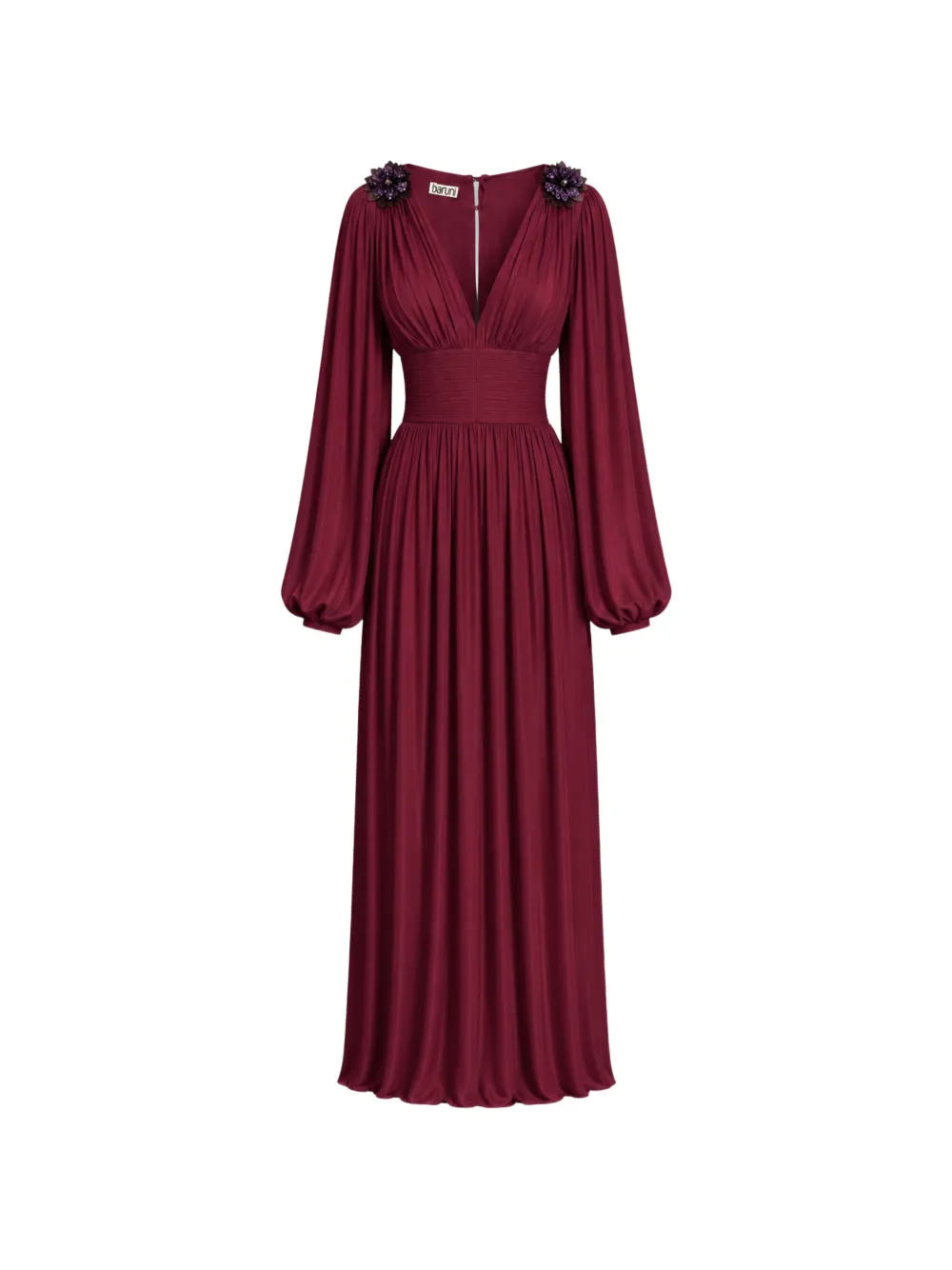 Baruni Layan floral-embellished pleated maxi dress